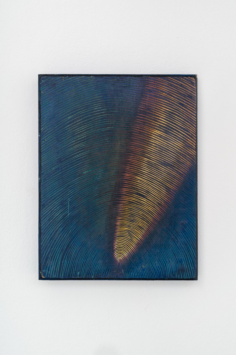 Unidentified Flying Object by Vicente Hirmas, 2023, oil and acrylic on carved wood