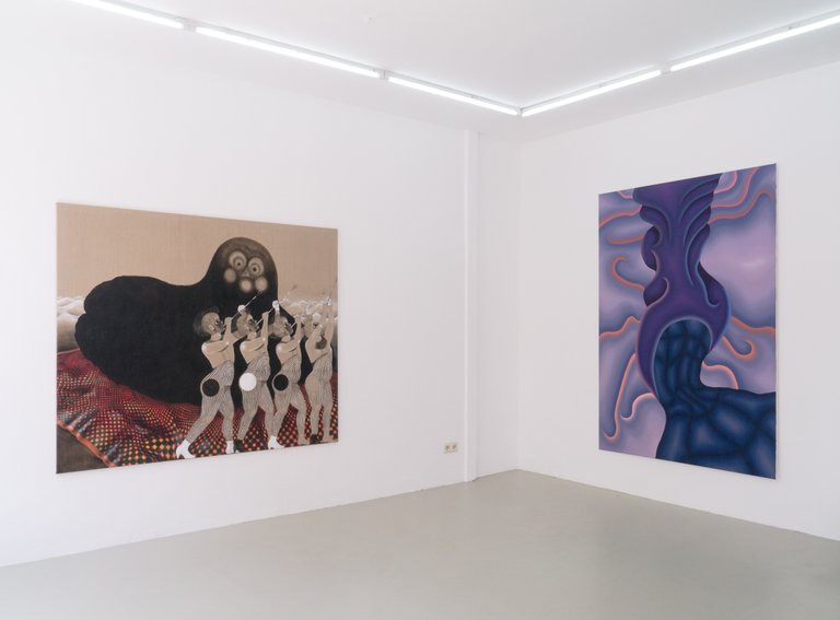 installation view, Who made my cat two-dimensional?