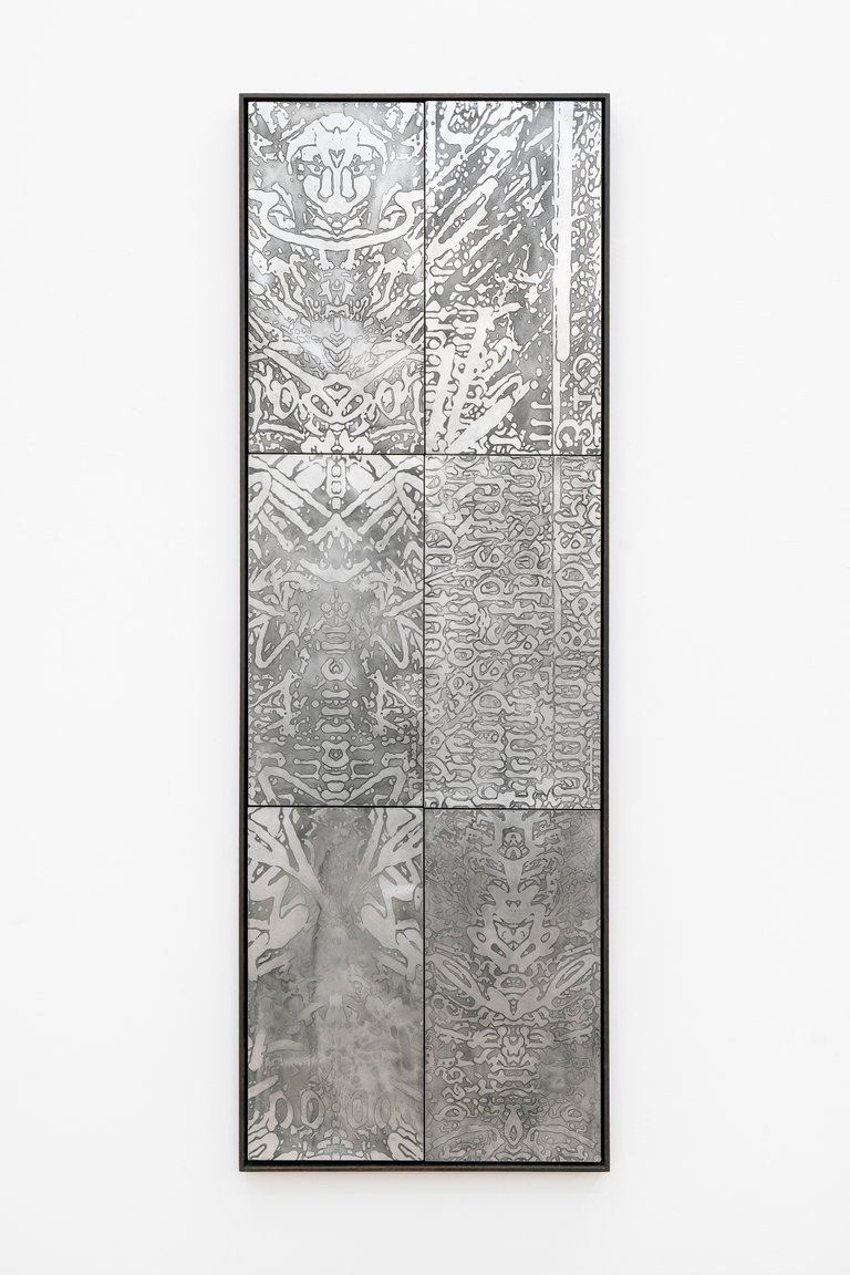 Fracture #1 by Marc Botschen, 2026, etching on aluminum, wooden frame