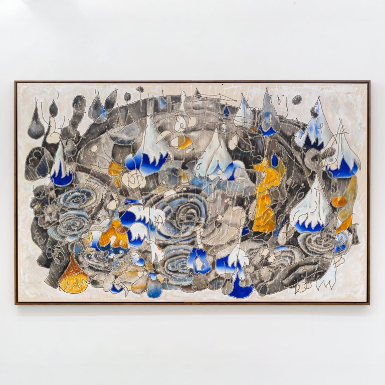 Etude de turbulence by Ulrich Okujeni, 2025, oil, acrylic and ink on canvas