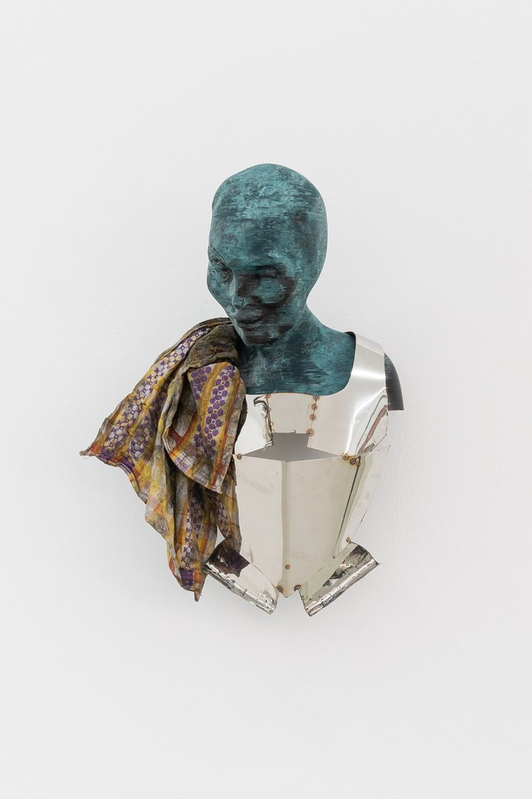 Marienetta Strozzi 2 by Magdalena Frauenberg, 2024, PLA, bronze coating, stainless steel, fabric