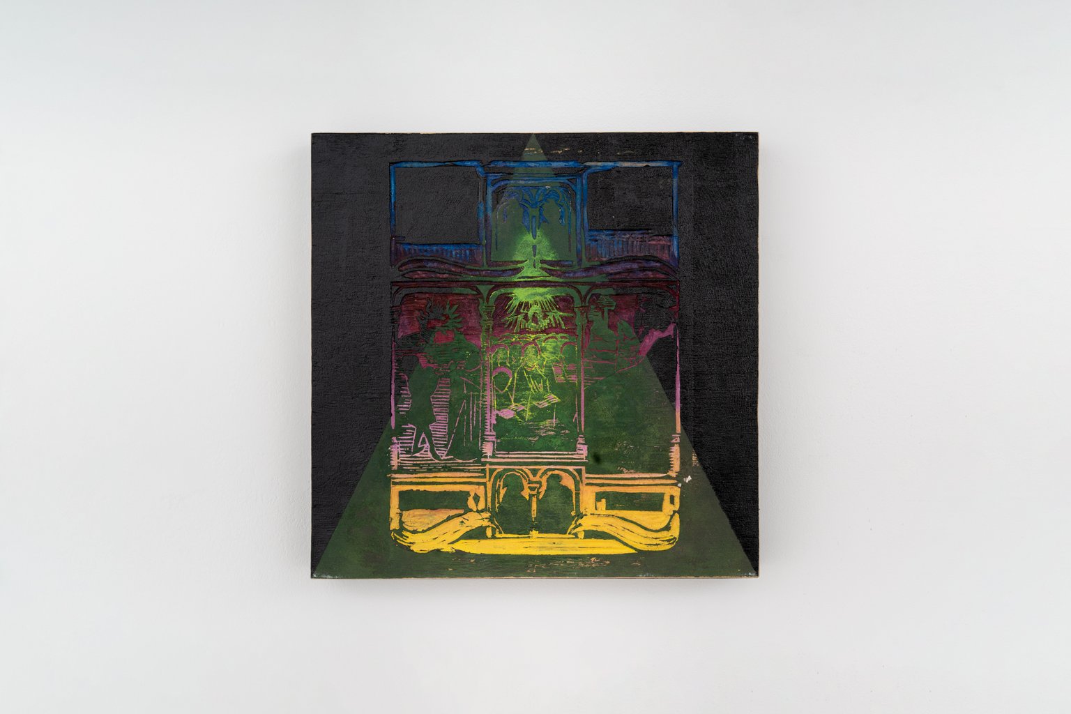 biblia Pauperum IV by Vicente Hirmas, 2023, oil and acrylic on carved wood