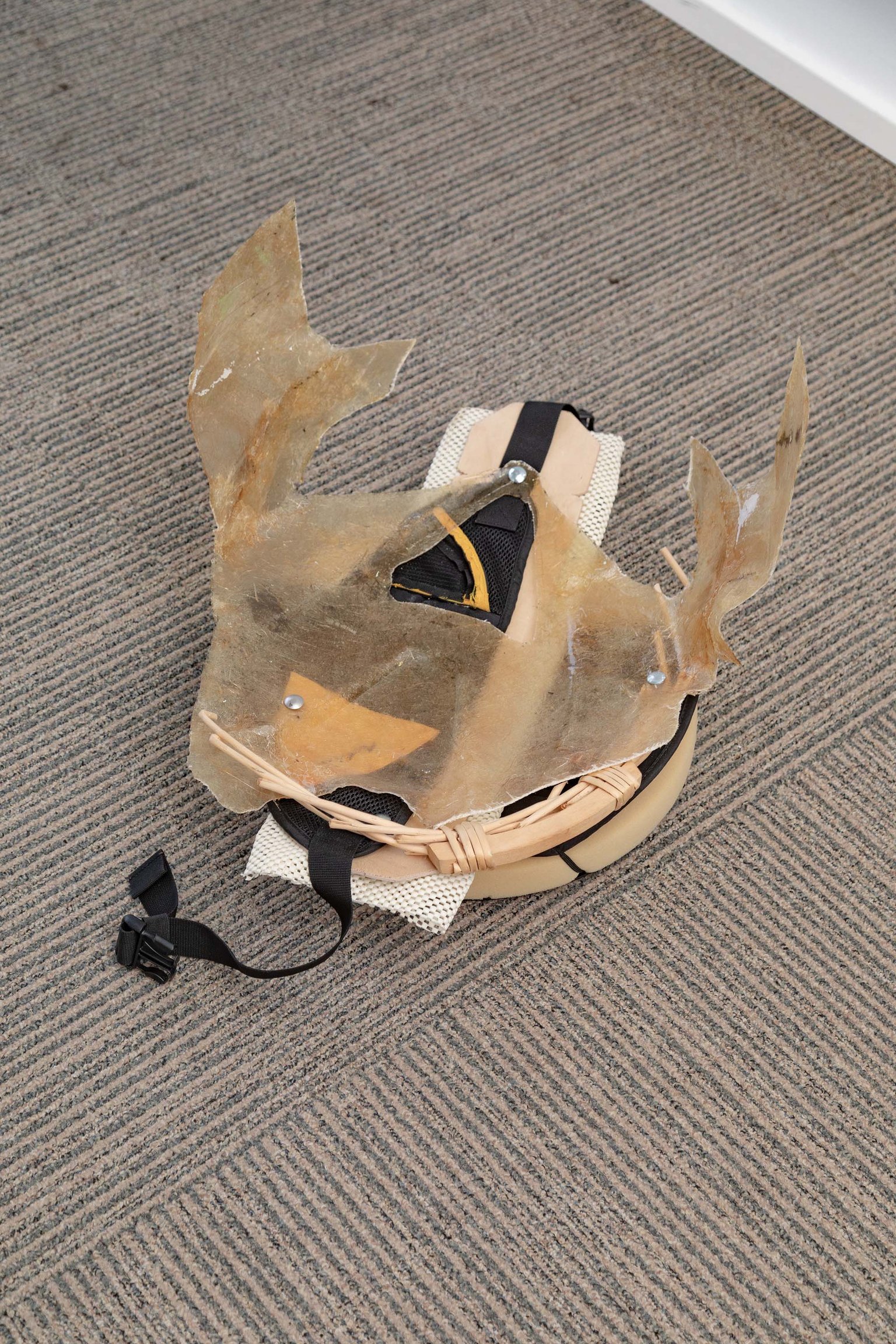Time to call home by Miriam Schmitz, 2020, foam, polyester, plastic, wood, fabric, raffia