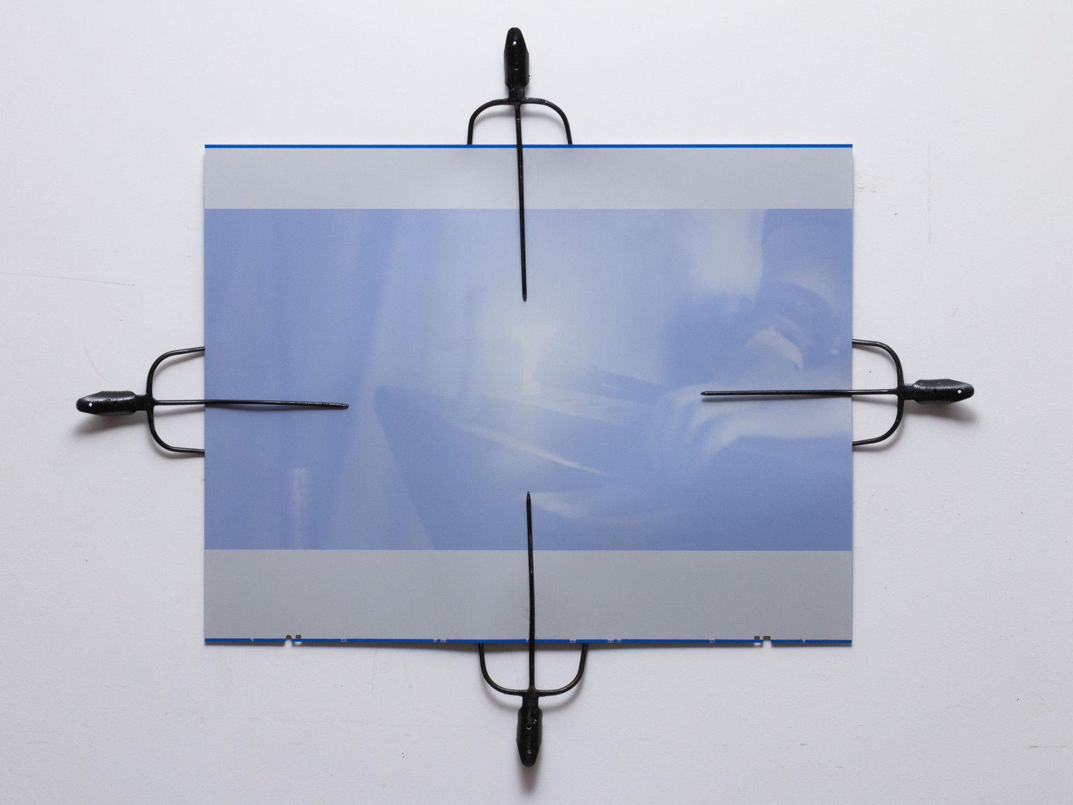 Cuneiform by Lukas Rehm, 2026, aluminum printing plate, coated iron