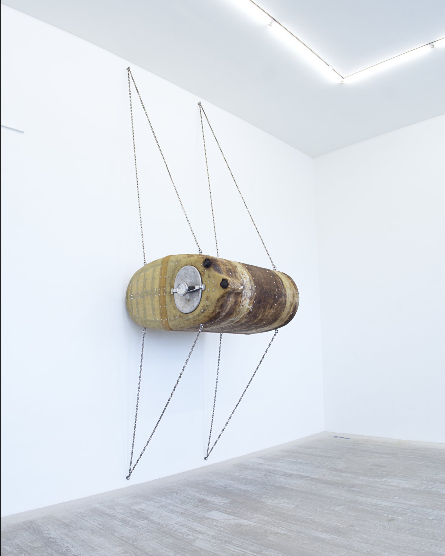 Kapsel 31 by Emil Walde, 2022, fiberglass tank, suede