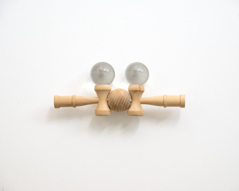 Untitled by Matt Muir, 2025, Kendama toys, crystal balls