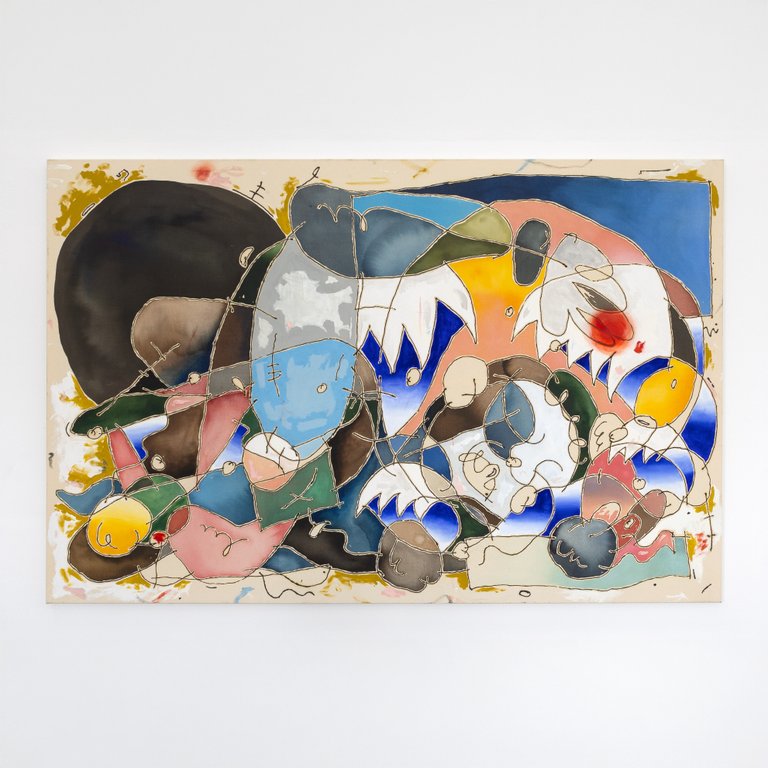 Floater by Ulrich Okujeni, 2024, oil, acrylic and ink on canvas