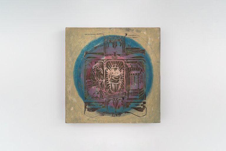 biblia Pauperum I by Vicente Hirmas, 2023, oil and acrylic on carved wood