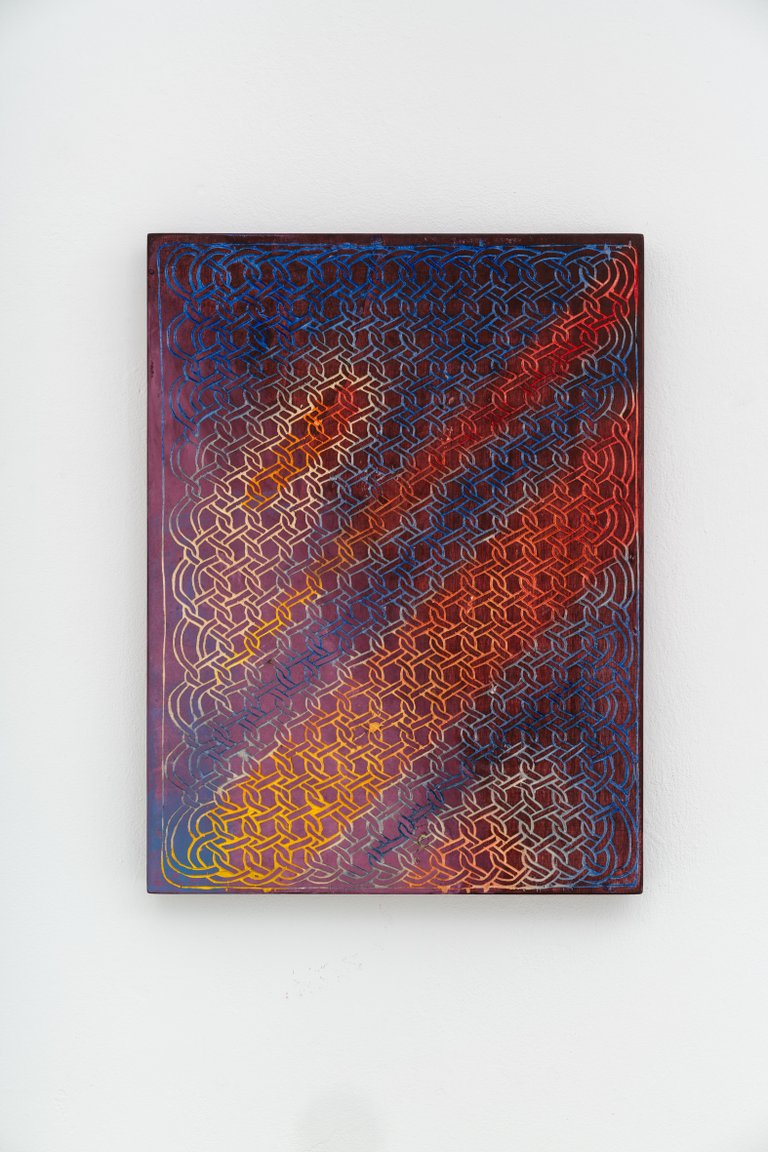 Study for "When Will Buildings Speak" by Vicente Hirmas, 2023, oil on carved wood