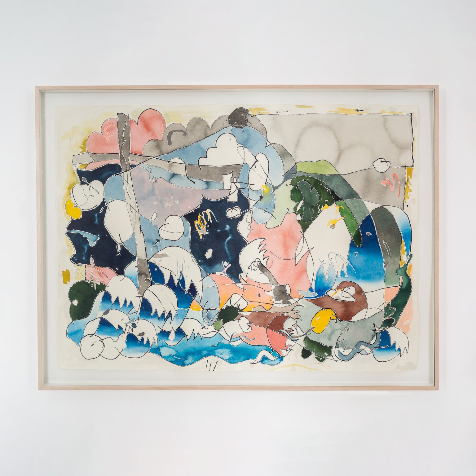 Surf or fail by Ulrich Okujeni, 2022, ink and acrylic on Bütten