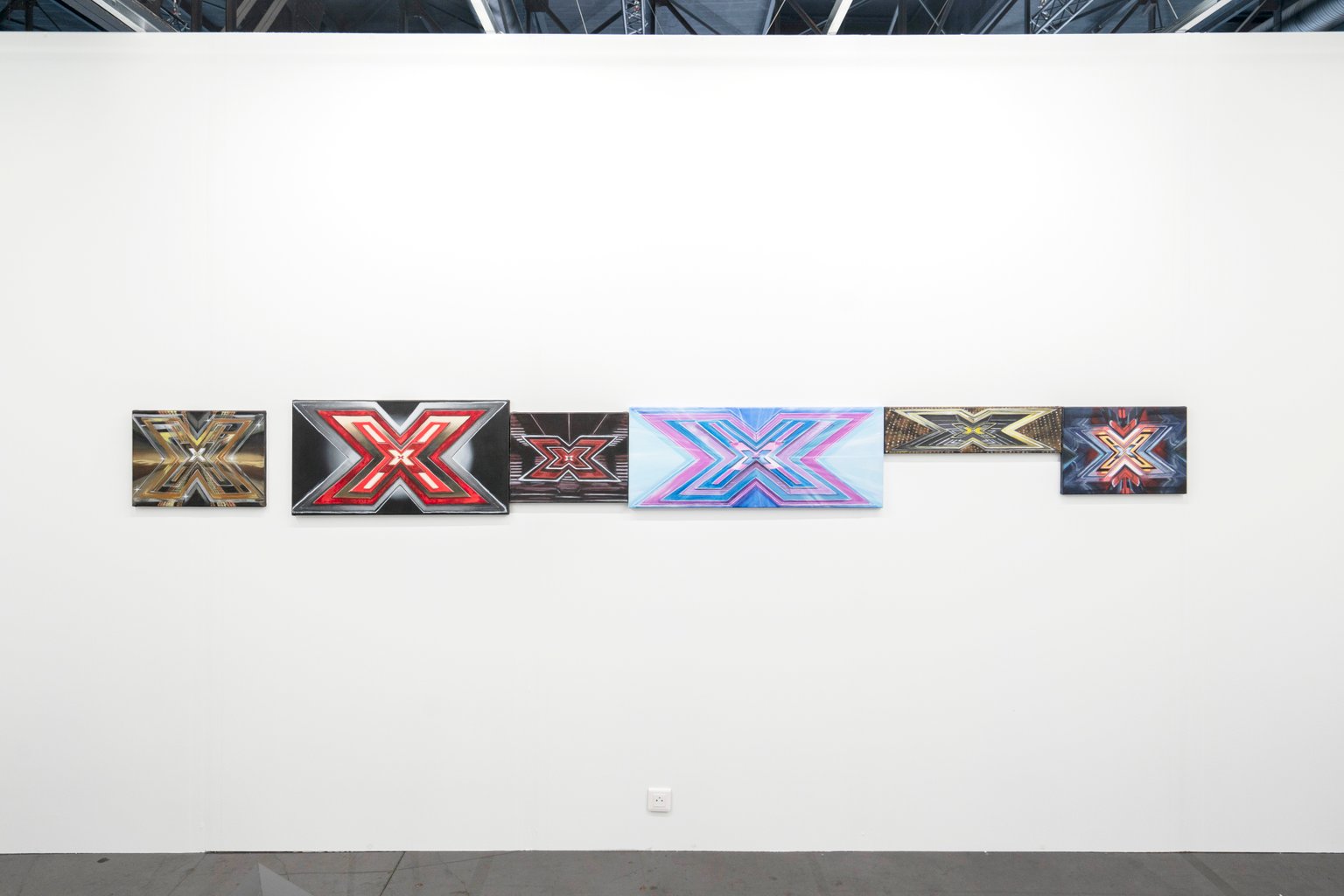 X-Factor by Matt Muir, 2024, multi-panel installation, acrylic on canvas, installation view