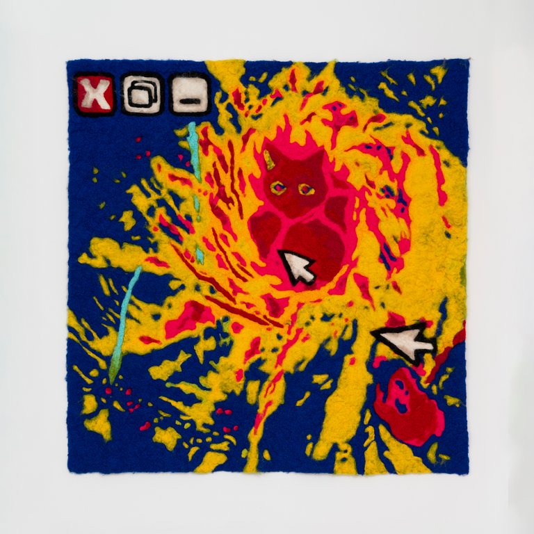Firefoxy by Lucia Mattes, 2021, felt wool on canvas fabric