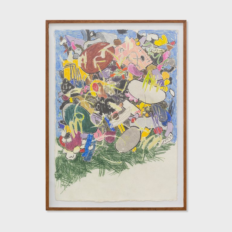 o.T. by Ulrich Okujeni, 2019, pencil and colored pencil on Bütten