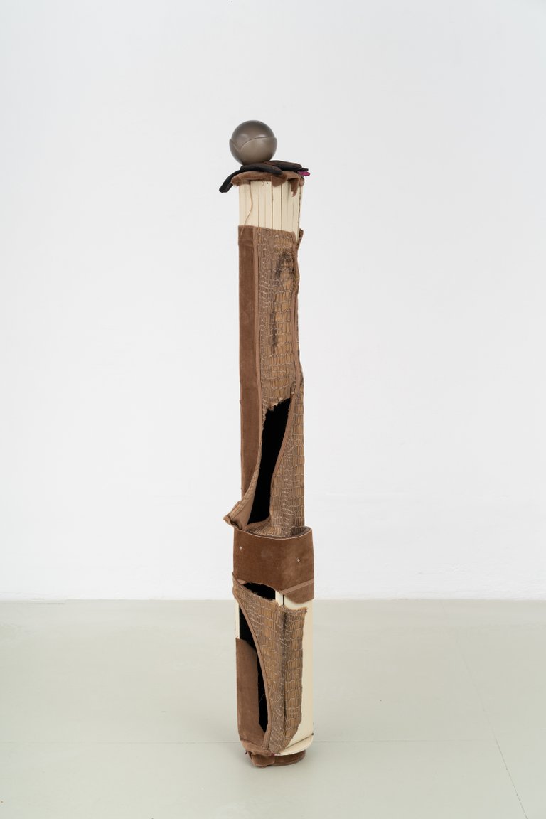 Mediterranean Chest by Miriam Schmitz, 2025, wood, bamboo, fabric, foam, plastic, lacquer