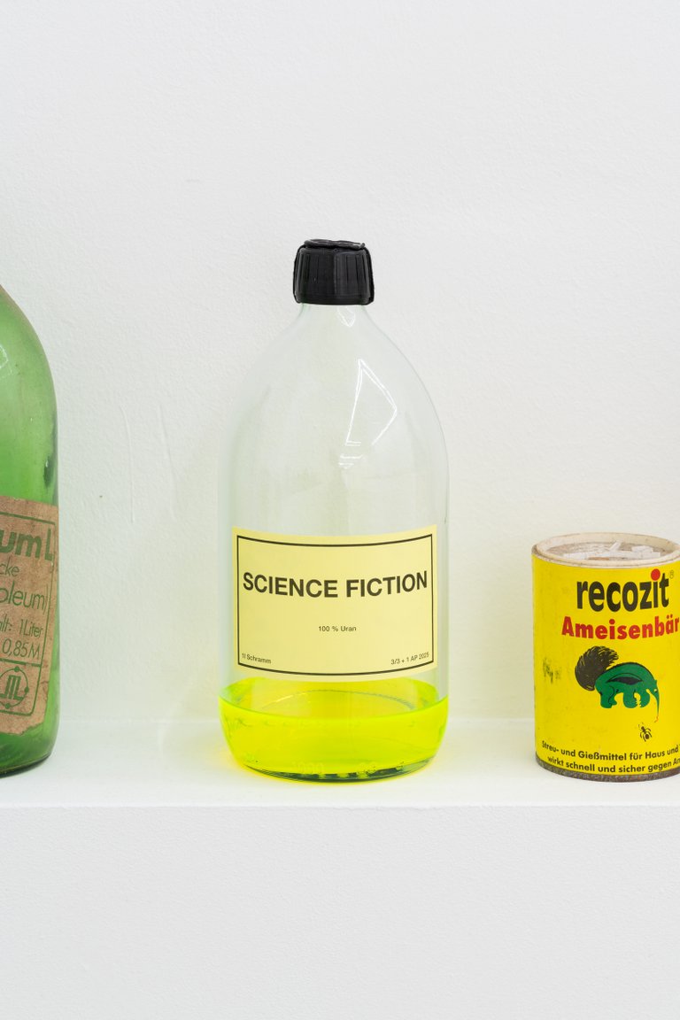 1 L Schramm (Science Fiction) by Lena Schramm, 2025, BOTTLE, LIQUID, STRIPPING, SEALING WAX