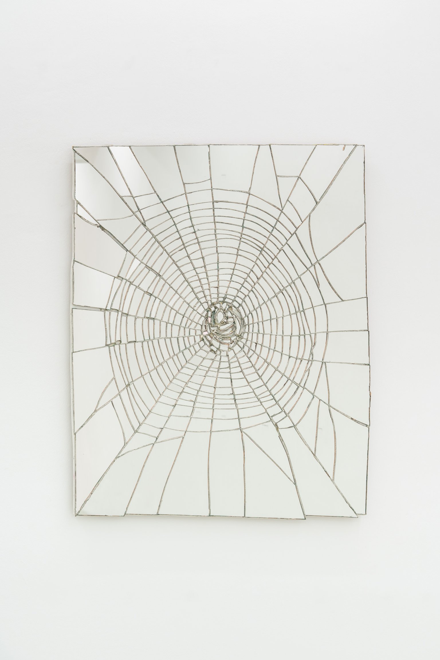 Exit Wound by Eden Dodd, 2023, mirror, silver alloy, wood