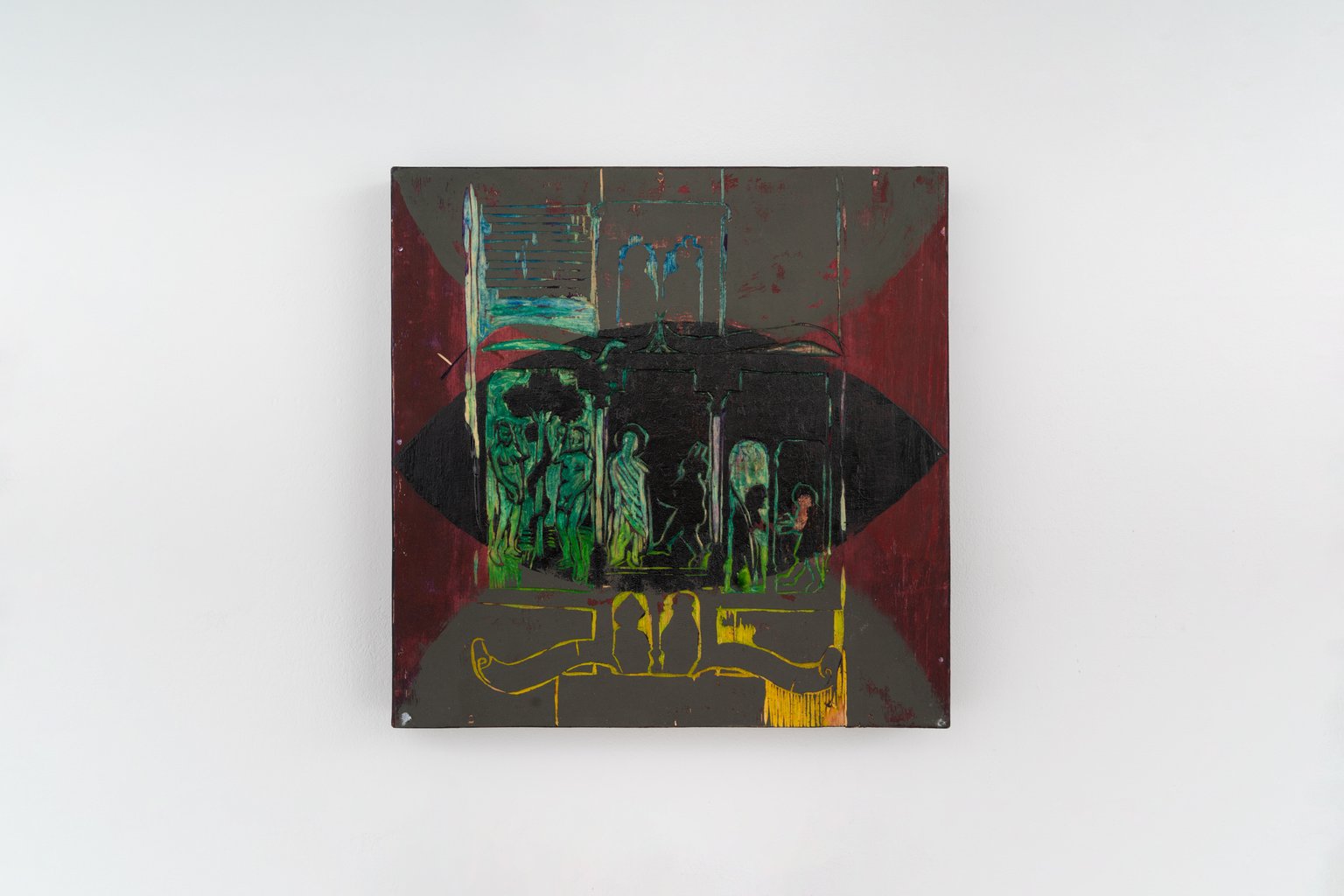 biblia Pauperum II by Vicente Hirmas, 2023, oil and acrylic on carved wood