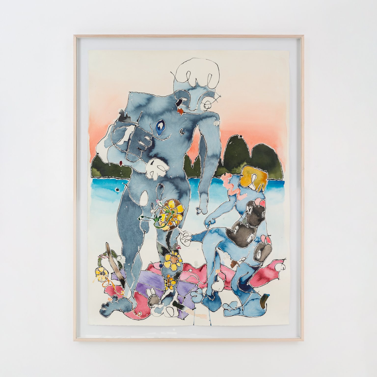 GET IN SHAPE GET COLOR III by Ulrich Okujeni, 2023, ink and acrylic on Bütten