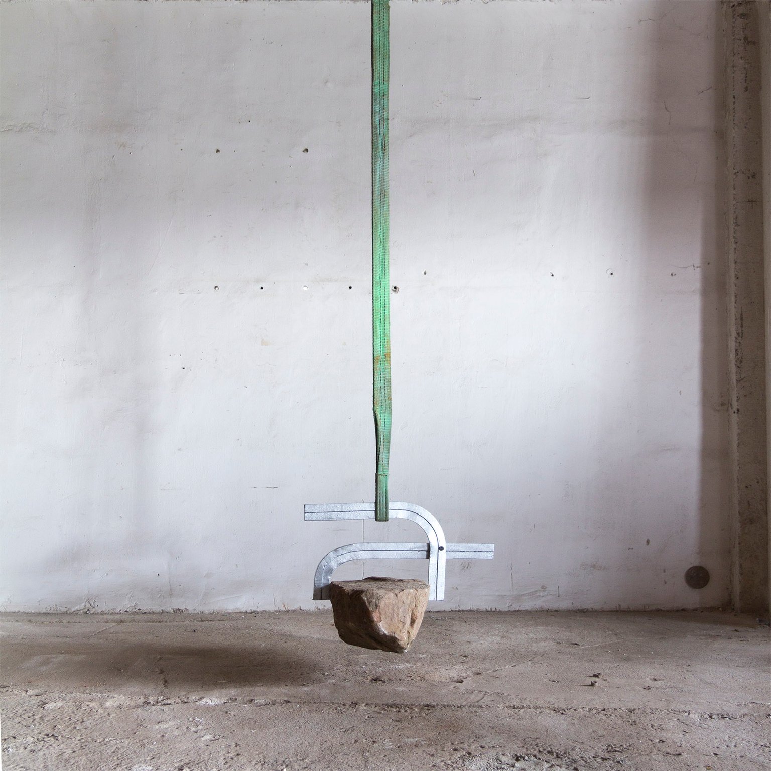 Abschied von der Erde V by Nino Maaskola, 2018, sandstone, steel, zinc, sling